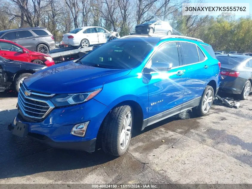 2019 Chevrolet Equinox Premier VIN: 3GNAXYEX7KS555762 Lot: 40824150