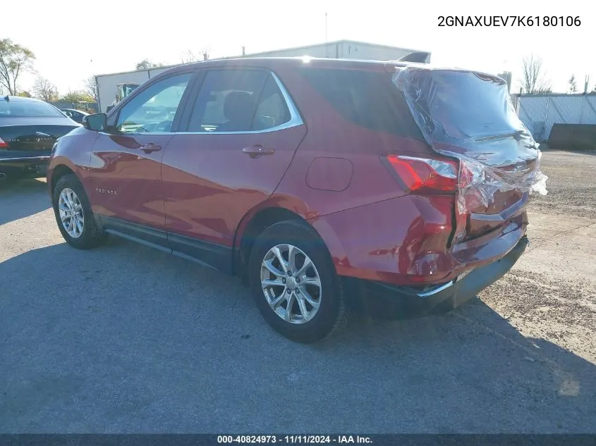 2019 Chevrolet Equinox Lt VIN: 2GNAXUEV7K6180106 Lot: 40824973