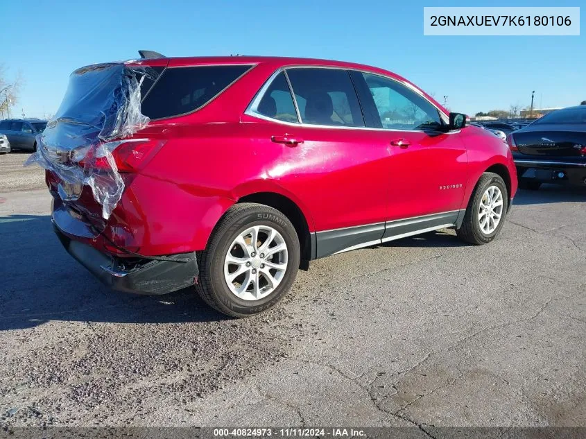 2019 Chevrolet Equinox Lt VIN: 2GNAXUEV7K6180106 Lot: 40824973