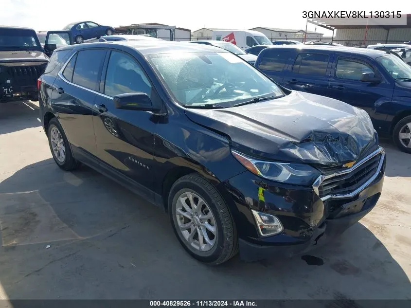 2019 Chevrolet Equinox Lt VIN: 3GNAXKEV8KL130315 Lot: 40829526