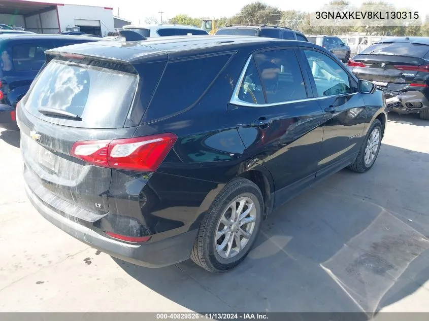 2019 Chevrolet Equinox Lt VIN: 3GNAXKEV8KL130315 Lot: 40829526