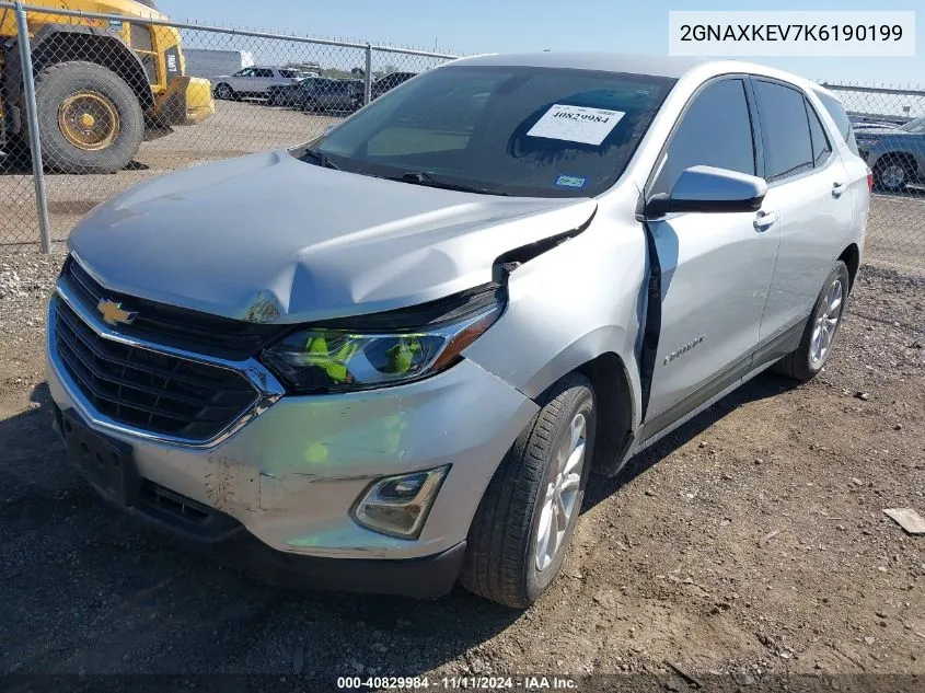 2019 Chevrolet Equinox Lt VIN: 2GNAXKEV7K6190199 Lot: 40829984