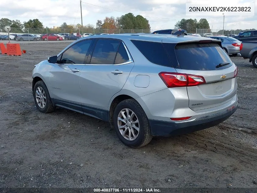 2019 Chevrolet Equinox Lt VIN: 2GNAXKEV2K6223822 Lot: 40837706