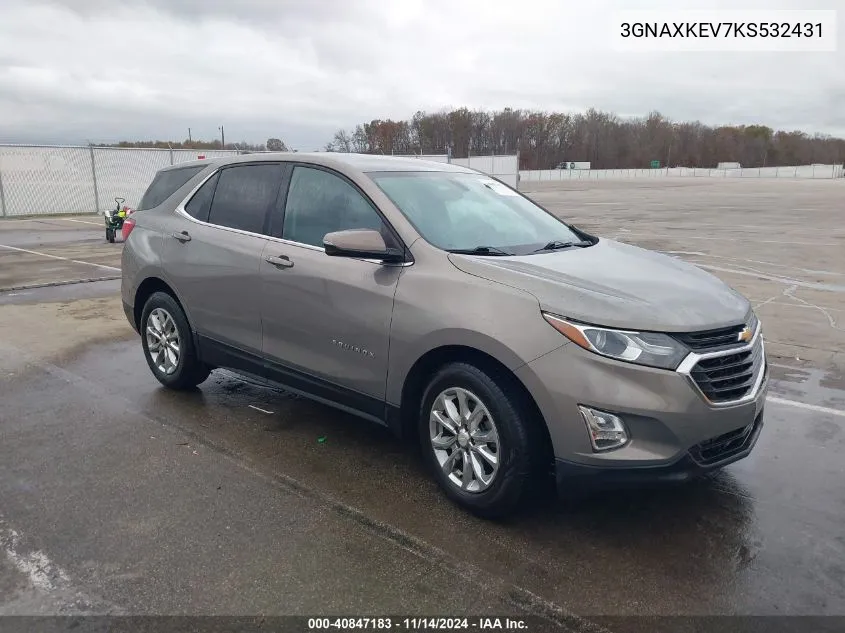 2019 Chevrolet Equinox Lt VIN: 3GNAXKEV7KS532431 Lot: 40847183