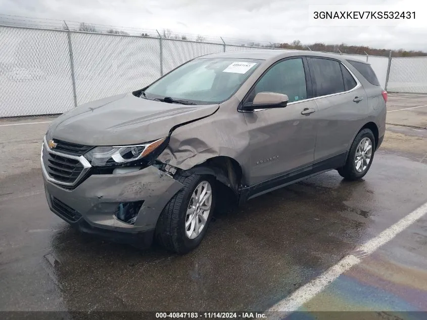 2019 Chevrolet Equinox Lt VIN: 3GNAXKEV7KS532431 Lot: 40847183