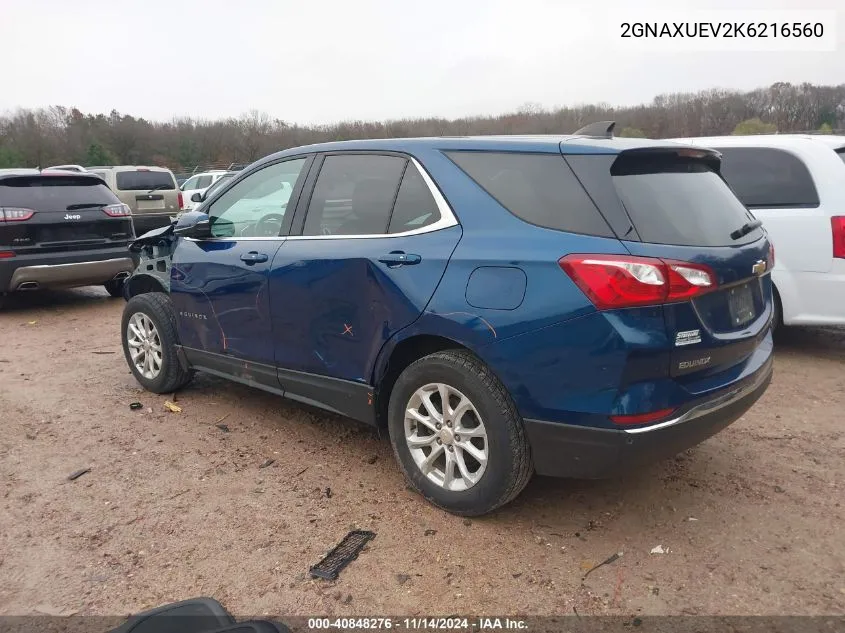 2019 Chevrolet Equinox Lt VIN: 2GNAXUEV2K6216560 Lot: 40848276