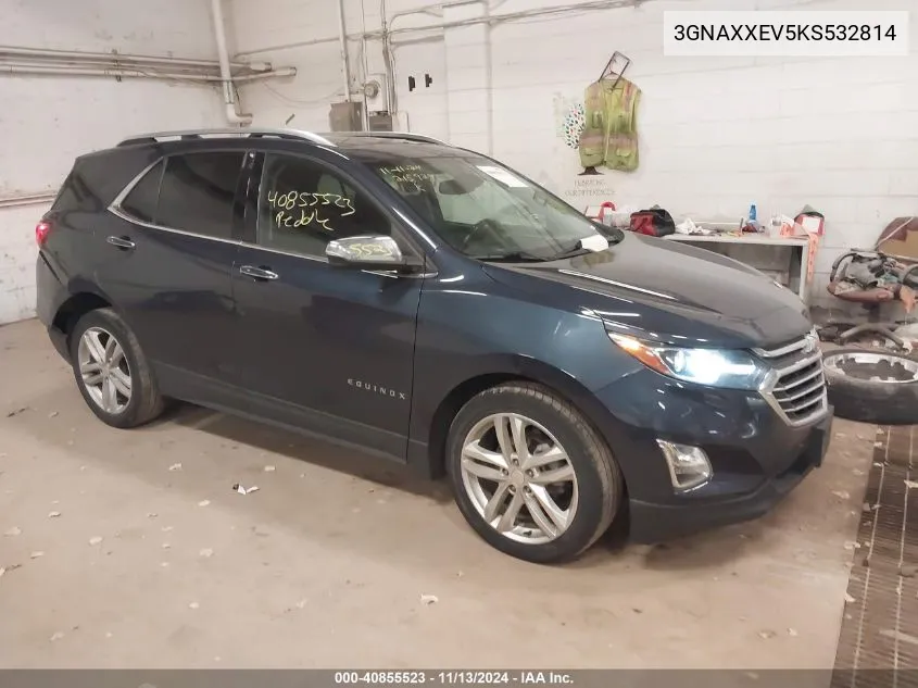 2019 Chevrolet Equinox Premier VIN: 3GNAXXEV5KS532814 Lot: 40855523