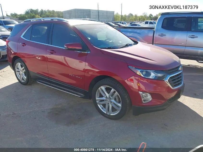 2019 Chevrolet Equinox Lt VIN: 3GNAXKEV0KL187379 Lot: 40861278