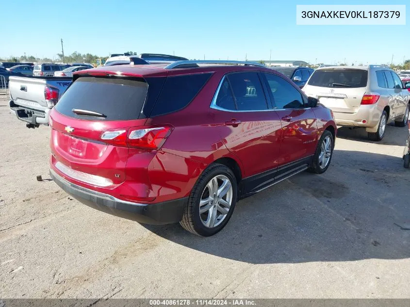 2019 Chevrolet Equinox Lt VIN: 3GNAXKEV0KL187379 Lot: 40861278