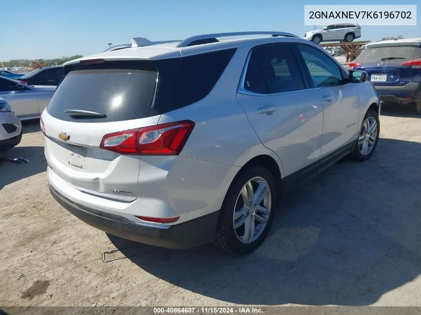 2019 Chevrolet Equinox Premier VIN: 2GNAXNEV7K6196702 Lot: 40864607