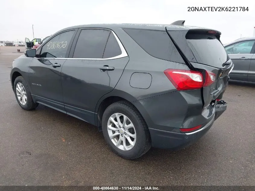 2019 Chevrolet Equinox Lt VIN: 2GNAXTEV2K6221784 Lot: 40864630