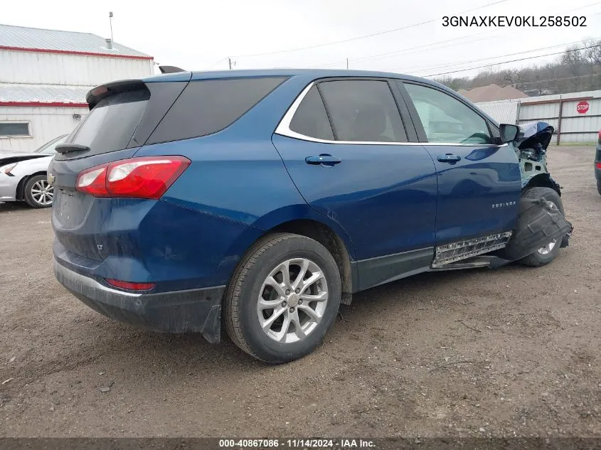 2019 Chevrolet Equinox Lt VIN: 3GNAXKEV0KL258502 Lot: 40867086