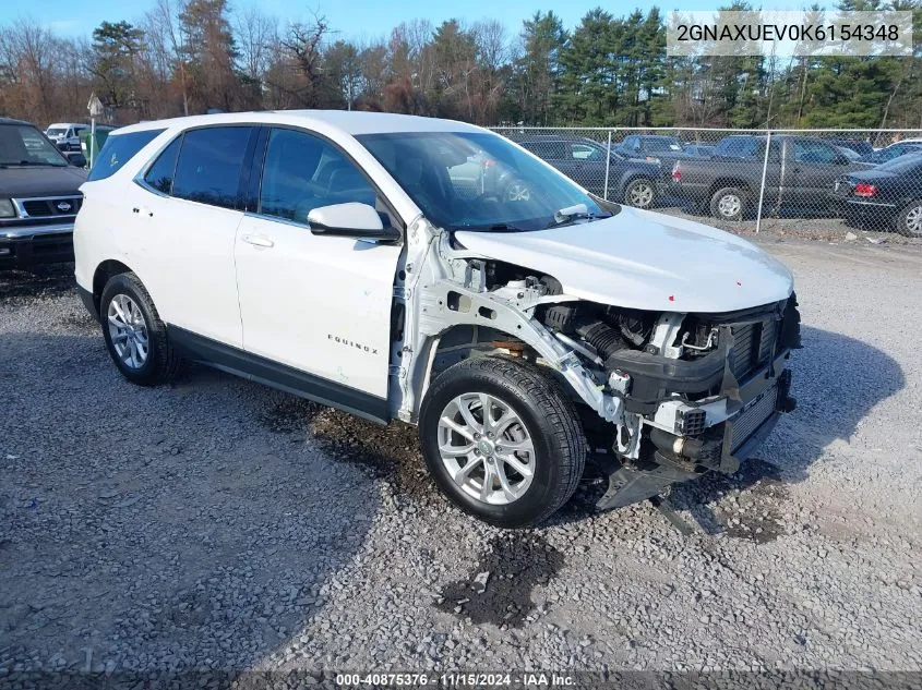 2019 Chevrolet Equinox Lt VIN: 2GNAXUEV0K6154348 Lot: 40875376