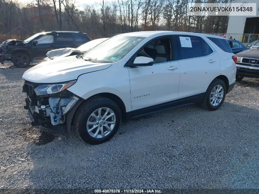 2019 Chevrolet Equinox Lt VIN: 2GNAXUEV0K6154348 Lot: 40875376