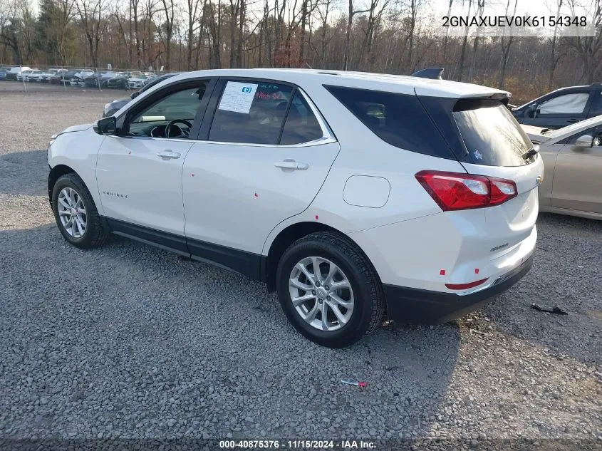 2019 Chevrolet Equinox Lt VIN: 2GNAXUEV0K6154348 Lot: 40875376