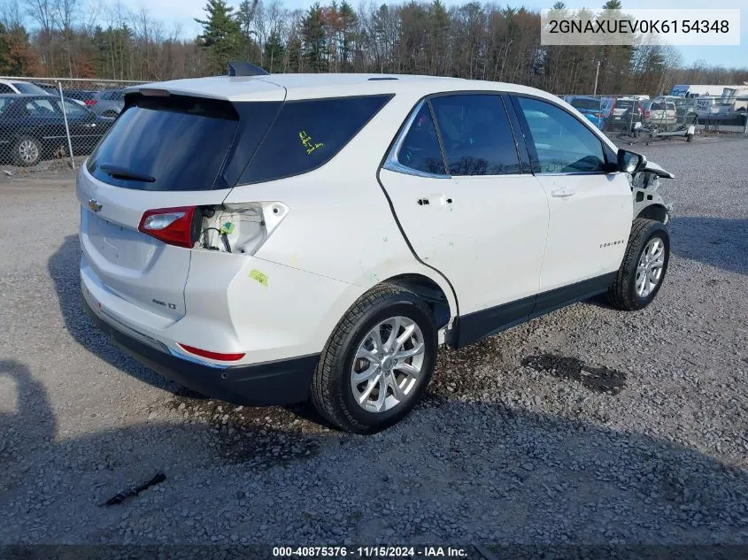 2019 Chevrolet Equinox Lt VIN: 2GNAXUEV0K6154348 Lot: 40875376