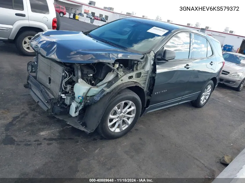 2019 Chevrolet Equinox Ls VIN: 3GNAXHEV6KS579372 Lot: 40889648