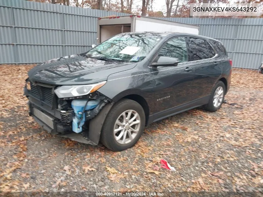 2019 Chevrolet Equinox Lt VIN: 3GNAXKEV4KS643292 Lot: 40917121