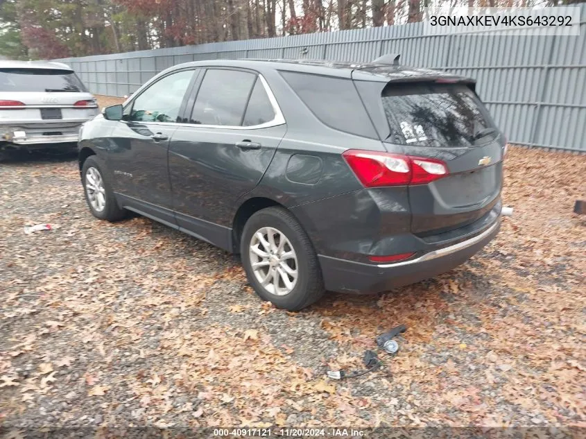 2019 Chevrolet Equinox Lt VIN: 3GNAXKEV4KS643292 Lot: 40917121