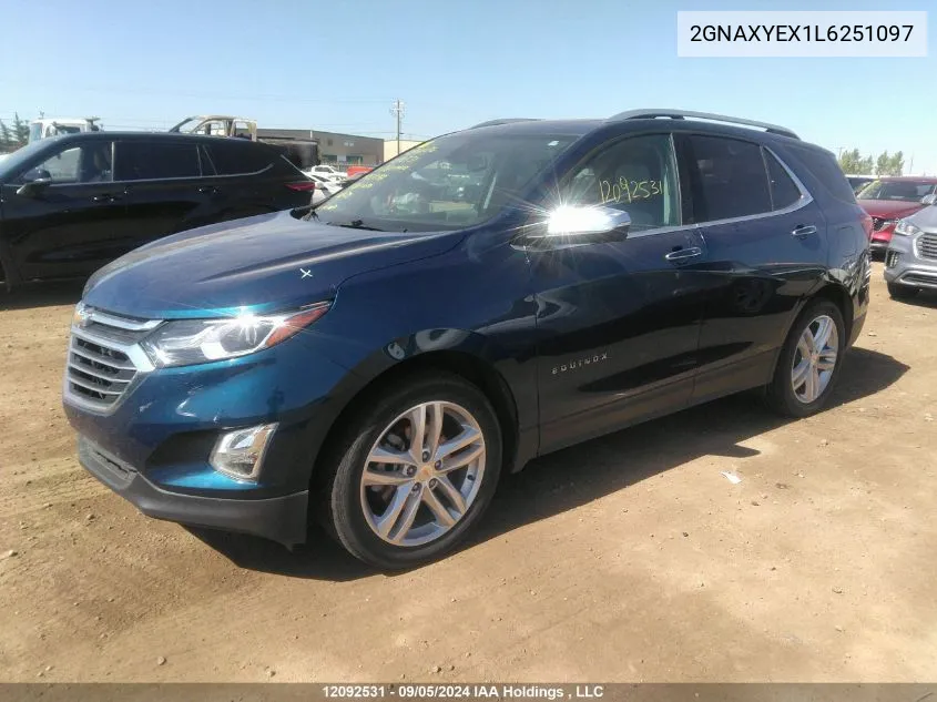 2020 Chevrolet Equinox Premier VIN: 2GNAXYEX1L6251097 Lot: 12092531