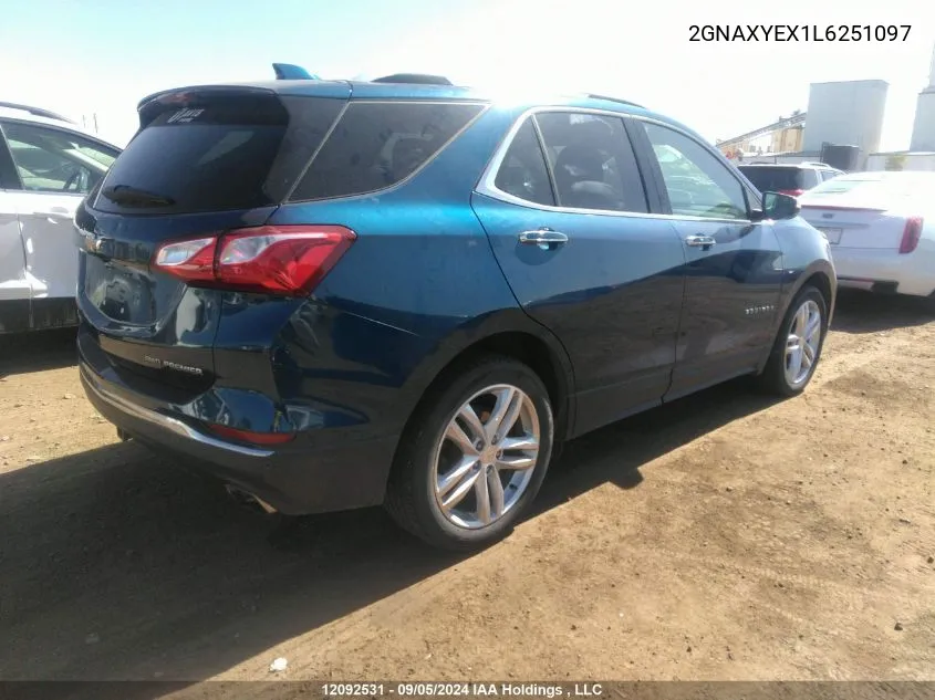 2020 Chevrolet Equinox Premier VIN: 2GNAXYEX1L6251097 Lot: 12092531