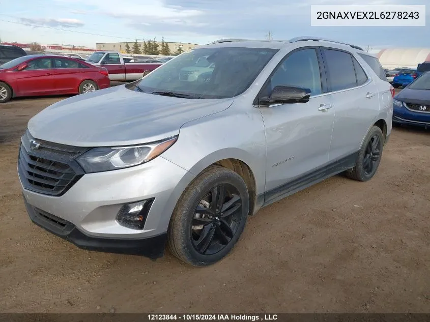 2020 Chevrolet Equinox VIN: 2GNAXVEX2L6278243 Lot: 12123844