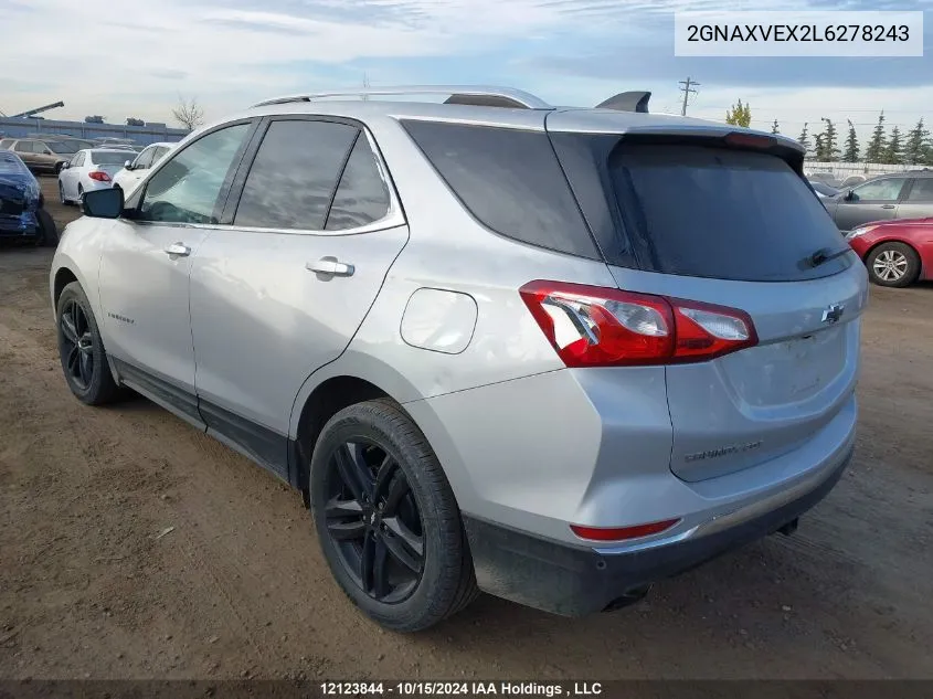 2020 Chevrolet Equinox VIN: 2GNAXVEX2L6278243 Lot: 12123844