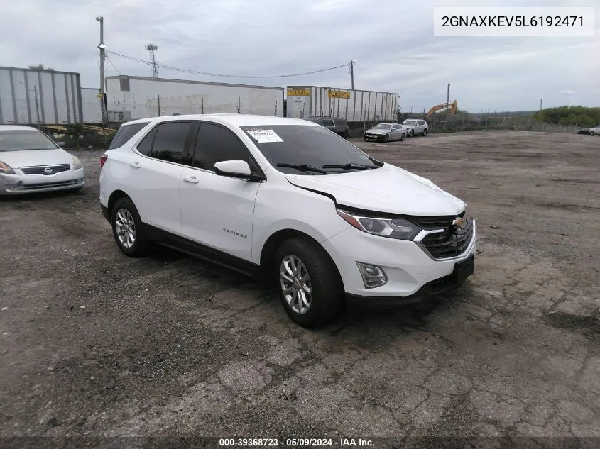 2020 Chevrolet Equinox Fwd Lt 1.5L Turbo VIN: 2GNAXKEV5L6192471 Lot: 39368723