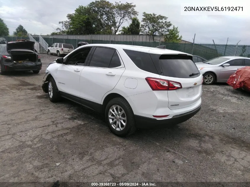 2020 Chevrolet Equinox Fwd Lt 1.5L Turbo VIN: 2GNAXKEV5L6192471 Lot: 39368723