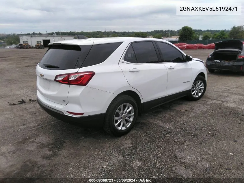 2020 Chevrolet Equinox Fwd Lt 1.5L Turbo VIN: 2GNAXKEV5L6192471 Lot: 39368723