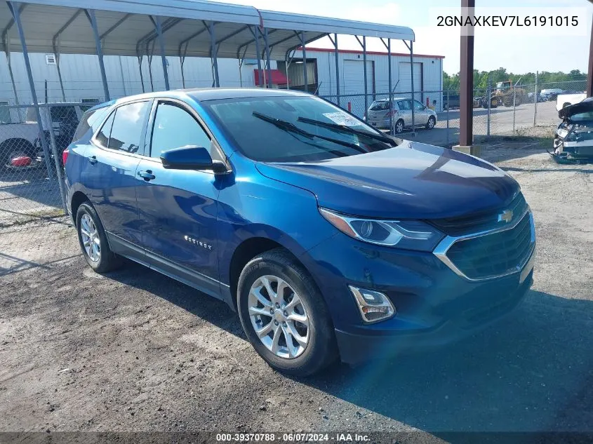 2020 Chevrolet Equinox Fwd Lt 1.5L Turbo VIN: 2GNAXKEV7L6191015 Lot: 39370788