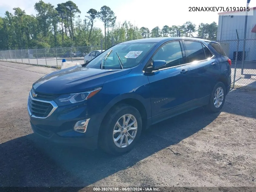 2020 Chevrolet Equinox Fwd Lt 1.5L Turbo VIN: 2GNAXKEV7L6191015 Lot: 39370788