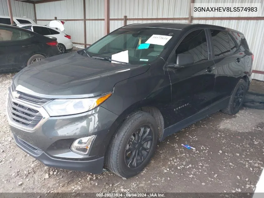 2020 Chevrolet Equinox Fwd Ls VIN: 3GNAXHEV8LS574983 Lot: 39573834