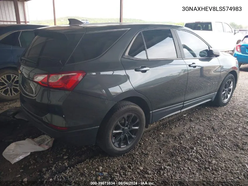 2020 Chevrolet Equinox Fwd Ls VIN: 3GNAXHEV8LS574983 Lot: 39573834