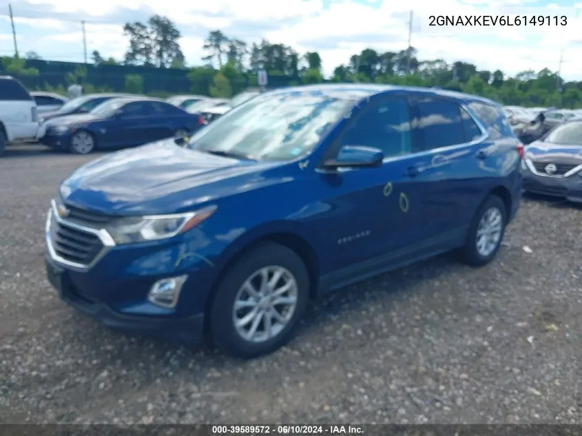 2020 Chevrolet Equinox Fwd Lt 1.5L Turbo VIN: 2GNAXKEV6L6149113 Lot: 39589572