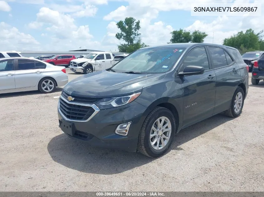 2020 Chevrolet Equinox Fwd Ls VIN: 3GNAXHEV7LS609867 Lot: 39649651