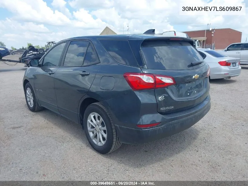 2020 Chevrolet Equinox Fwd Ls VIN: 3GNAXHEV7LS609867 Lot: 39649651