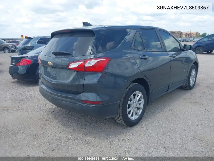 2020 Chevrolet Equinox Fwd Ls VIN: 3GNAXHEV7LS609867 Lot: 39649651