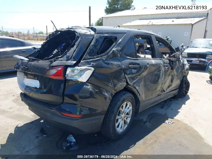 2020 Chevrolet Equinox Fwd Ls VIN: 2GNAXHEVXL6218193 Lot: 39736179