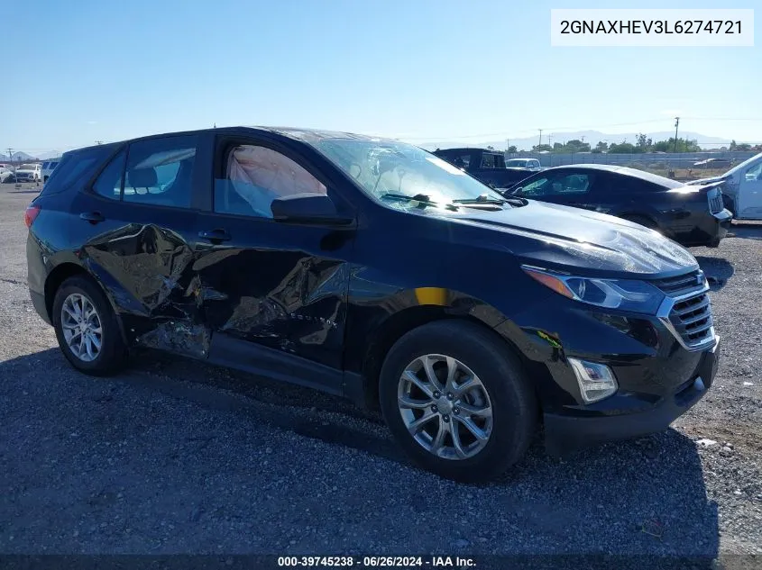 2020 Chevrolet Equinox Fwd Ls VIN: 2GNAXHEV3L6274721 Lot: 40307454