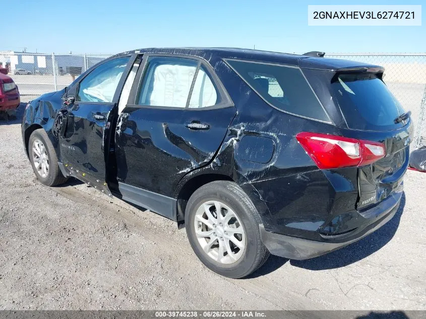 2020 Chevrolet Equinox Fwd Ls VIN: 2GNAXHEV3L6274721 Lot: 40307454