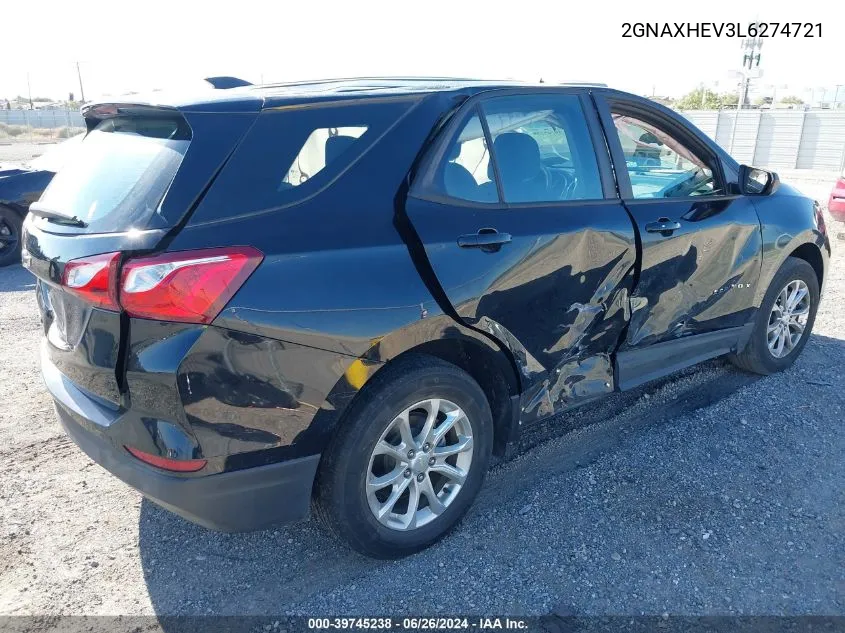 2020 Chevrolet Equinox Fwd Ls VIN: 2GNAXHEV3L6274721 Lot: 40307454