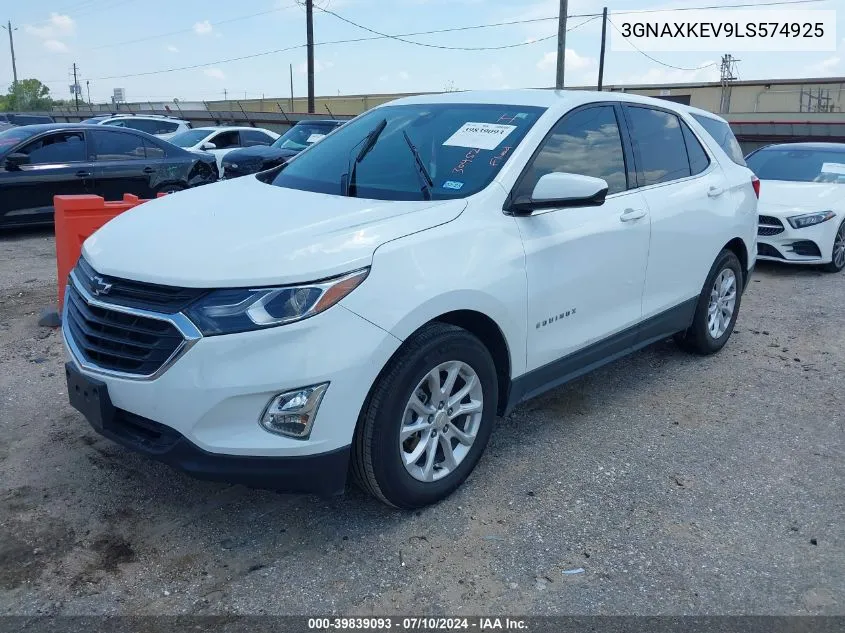 2020 Chevrolet Equinox Fwd Lt 1.5L Turbo VIN: 3GNAXKEV9LS574925 Lot: 39839093