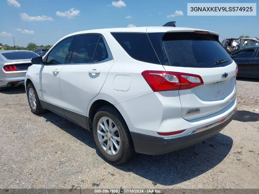 2020 Chevrolet Equinox Fwd Lt 1.5L Turbo VIN: 3GNAXKEV9LS574925 Lot: 39839093