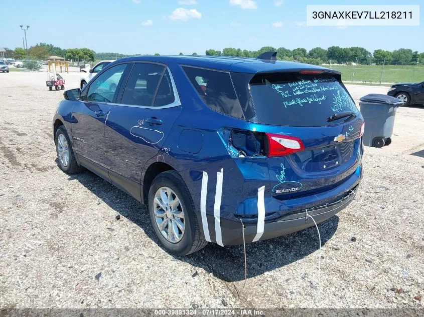 2020 Chevrolet Equinox Fwd Lt 1.5L Turbo VIN: 3GNAXKEV7LL218211 Lot: 39891324