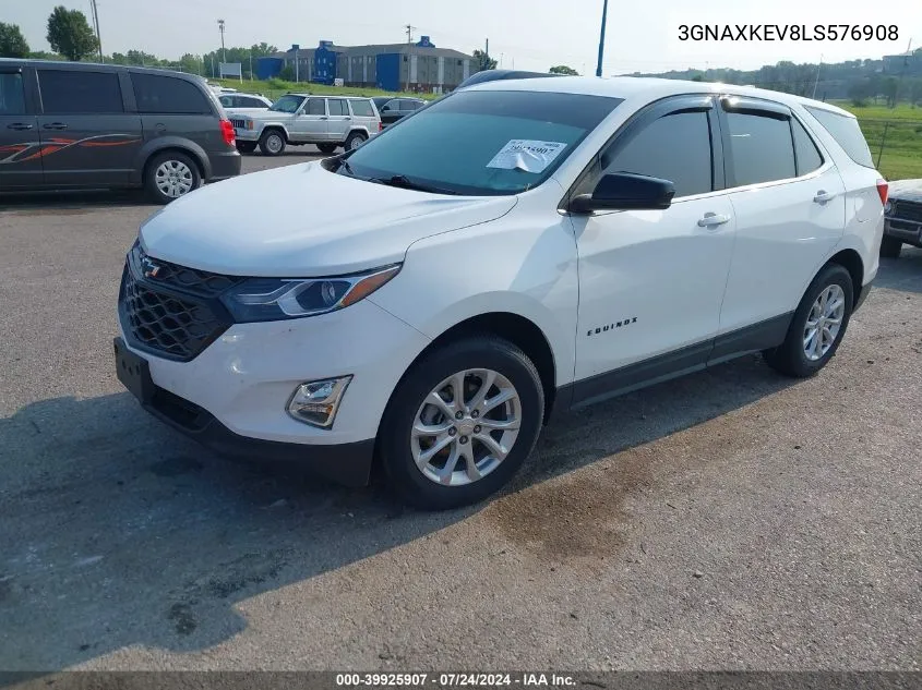 2020 Chevrolet Equinox Fwd Lt 1.5L Turbo VIN: 3GNAXKEV8LS576908 Lot: 39925907