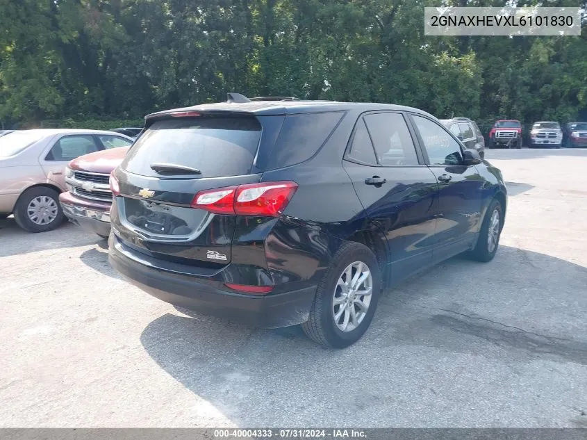 2020 Chevrolet Equinox Fwd Ls VIN: 2GNAXHEVXL6101830 Lot: 40004333