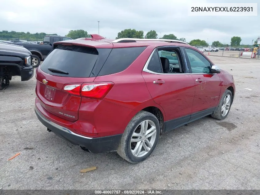 2020 Chevrolet Equinox Awd Premier 2.0L Turbo VIN: 2GNAXYEXXL6223931 Lot: 40007757