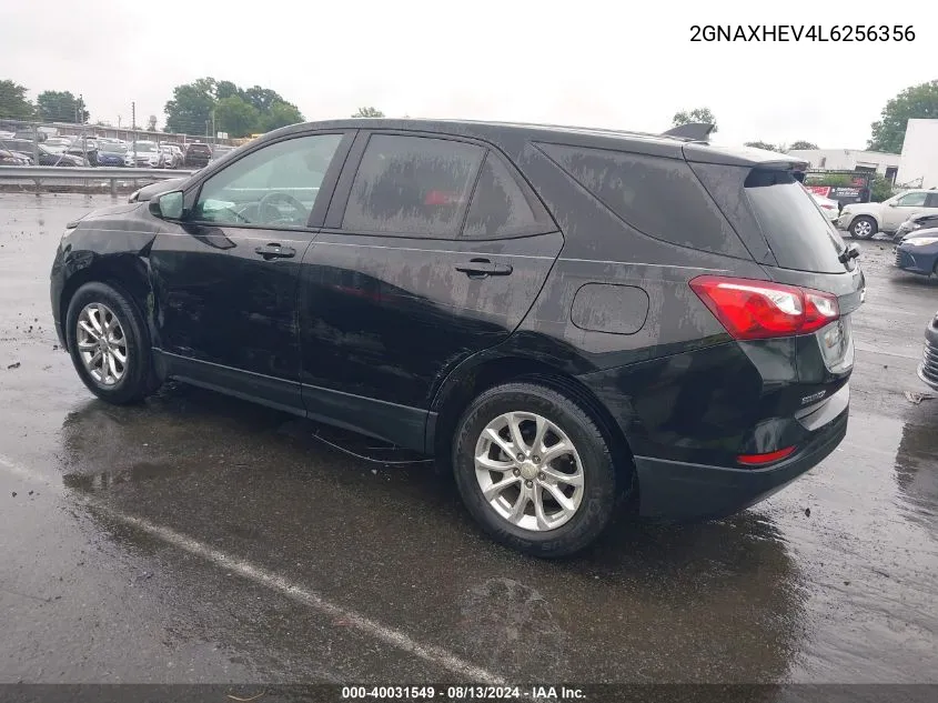 2020 Chevrolet Equinox Fwd Ls VIN: 2GNAXHEV4L6256356 Lot: 40031549