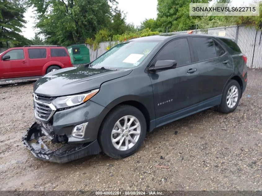 2020 Chevrolet Equinox Fwd Ls VIN: 3GNAXHEV5LS622715 Lot: 40052261